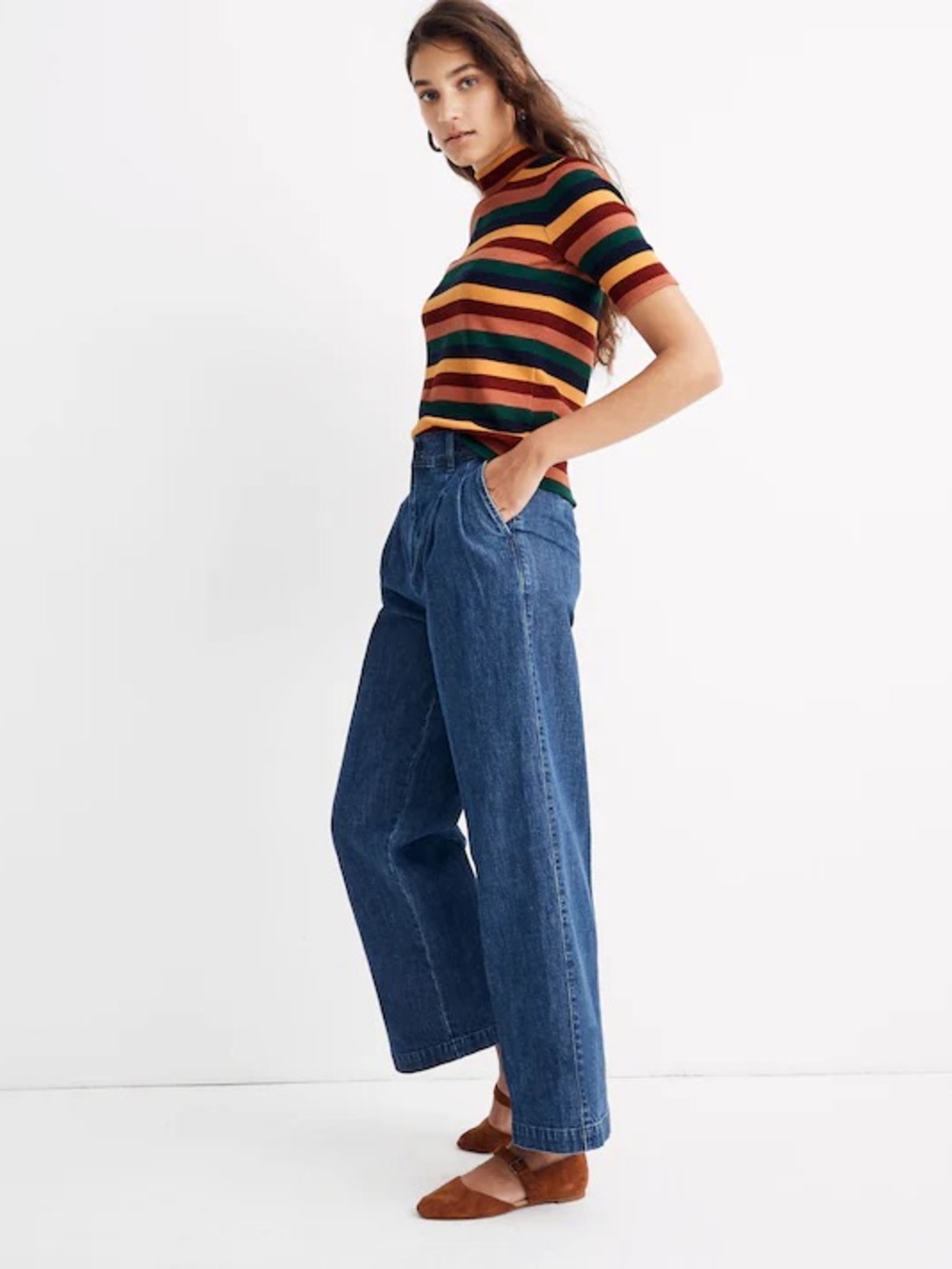 Madewell Rainbow 3/4 sleeve sweater type top mock neck - Picture 2 of 10